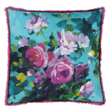 BOUQUET DE ROSES TURQUOISE COTTON 50X50CM