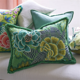 ROSE DE DAMAS EMBROIDERED JADE COTTON 60X45CM