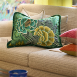 ROSE DE DAMAS EMBROIDERED JADE COTTON 60X45CM
