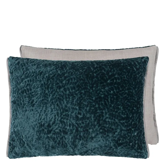 CARTOUCHE TEAL VELVET CUSHION 60X45CM