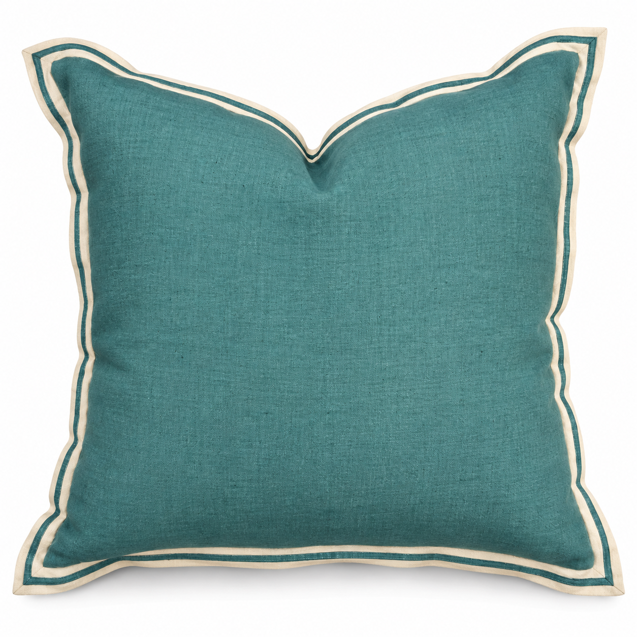 Teal Flange Linen Cushion 50X50CM