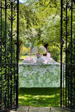 Hydrangea Linen Tablecloth in Green 165cm x 300cm