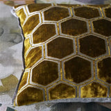 MANIPUR OCHRE VELVET CUSHION 43X43CM