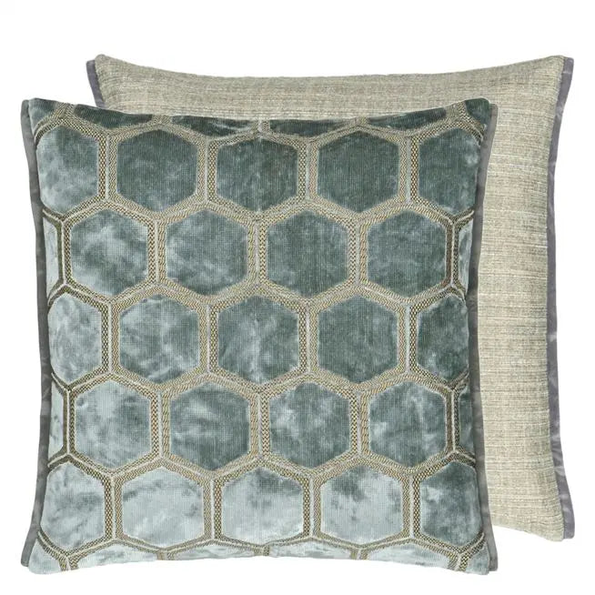 MANIPUR SILVER VELVET CUSHION 43X43CM