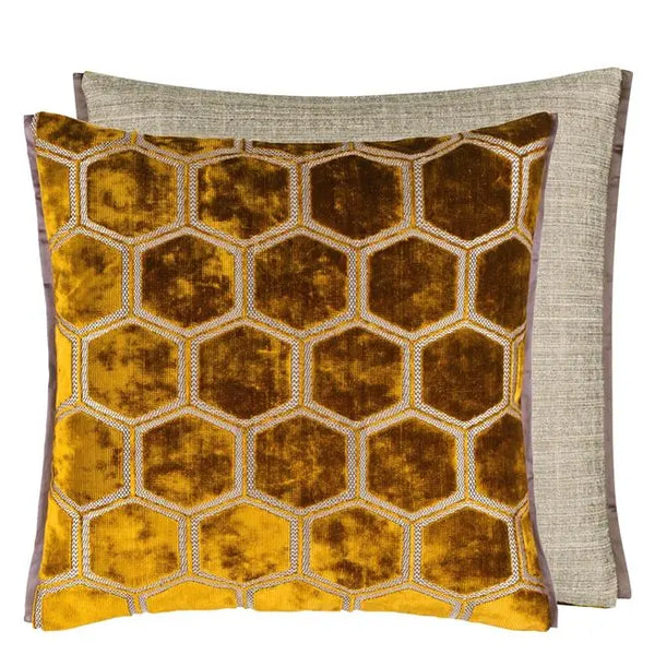 MANIPUR OCHRE VELVET CUSHION 43X43CM