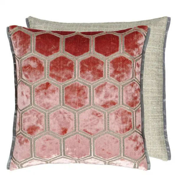 MANIPUR CORAL VELVET CUSHION 43X43CM