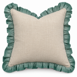 Teal Ruffle Linen Cushion 50X50CM