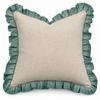 Teal Ruffle Linen Cushion 50X50CM