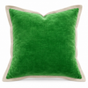 Emerald Green Velvet Cushion with Linen Border 50X50CM