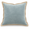 Misty Blue Velvet Cushion with Linen Border 50X50CM