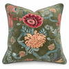 Celadon Blossom Embroidered Velvet Cushion 50X50CM