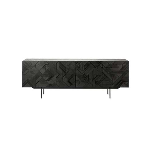 Teak Graphic Black Sideboard-4 doors