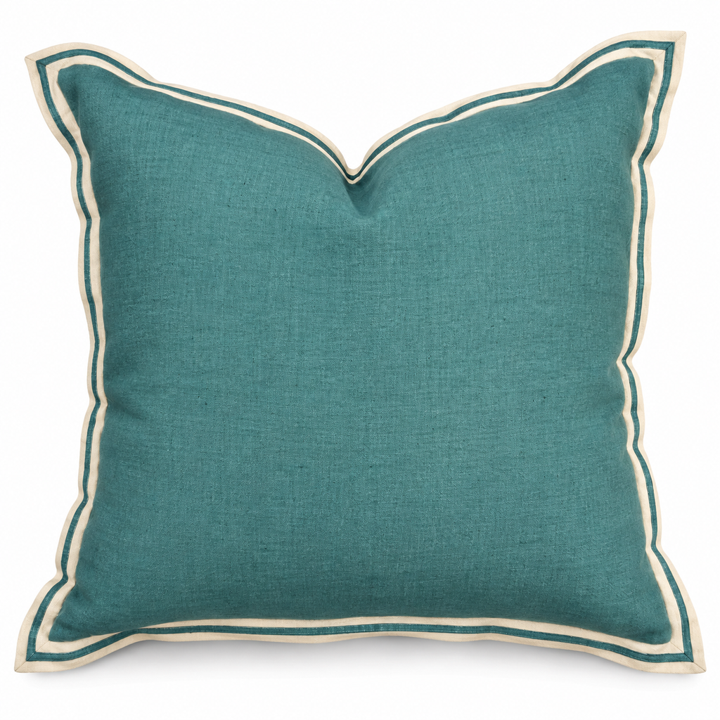 Teal Flange Linen Cushion 50X50CM