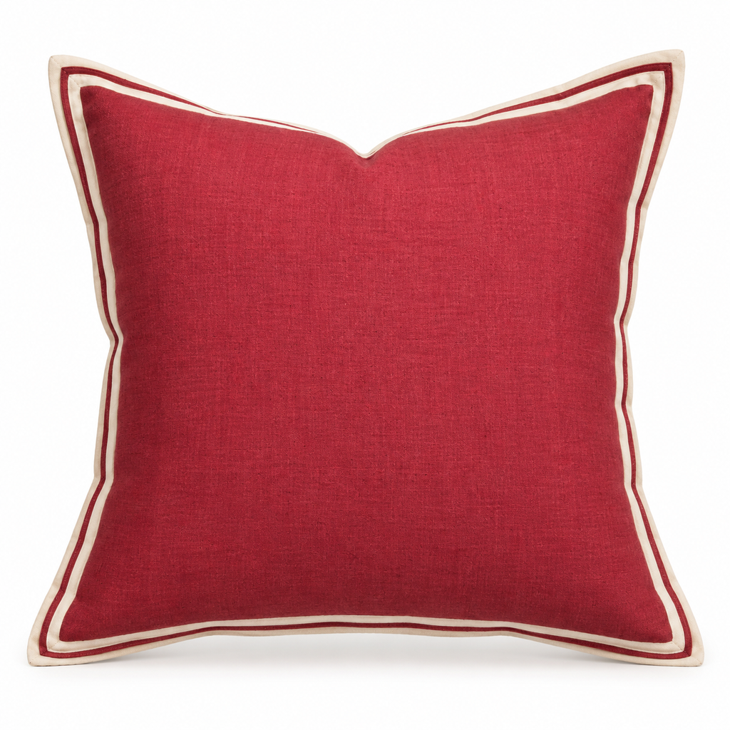 Crimson Flange Linen Cushion 50X50CM