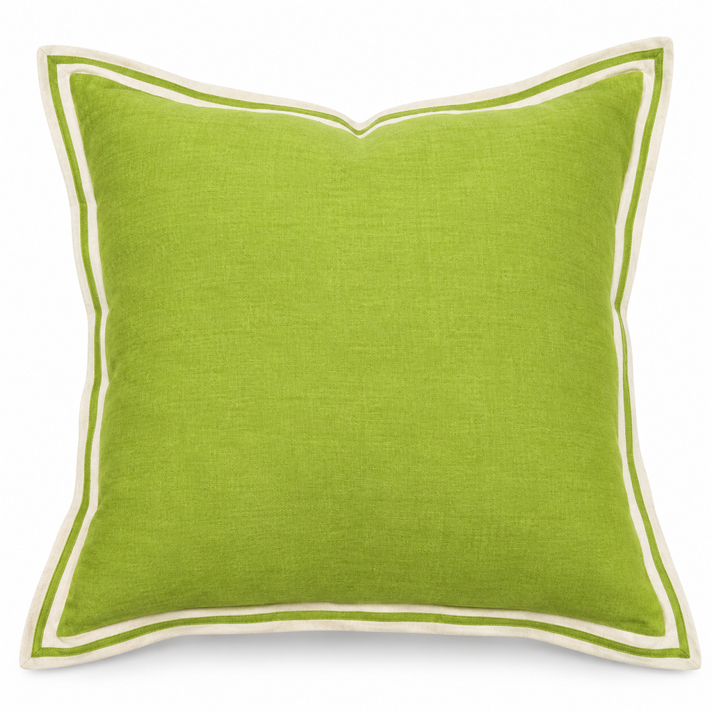 Lime Flange Linen Cushion 50X50CM