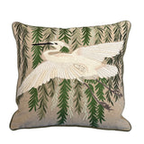 The Willow Egret Embroidered Cushion 45x45cm