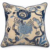 Blue Huali Velvet Embroidered Cushion 50X50CM
