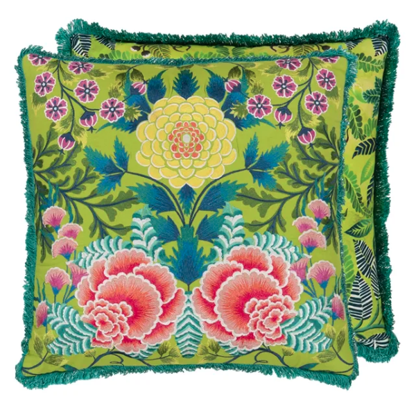 BROCART DECORATIF EMBROIDERED LIME 50X50CM