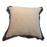 Natural Linen Cushion with Charcoal Velvet Flange 50X50CM