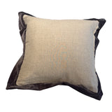 Natural Linen Cushion with Charcoal Velvet Flange 50X50CM