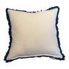 Blue Floral Embroidered Cushion with Fringe Trim 50X50CM