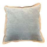 Misty Blue Linen-Edged Velvet Cushion 50X50CM