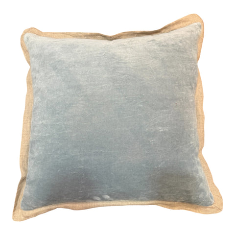 Misty Blue Linen-Edged Velvet Cushion 50X50CM