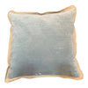 Misty Blue Velvet Cushion with Linen Border 50X50CM