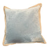 Misty Blue Velvet Cushion with Linen Border 50X50CM