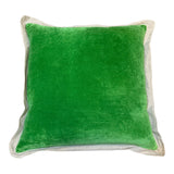 Emerald Green Velvet Cushion with Linen Border 50X50CM