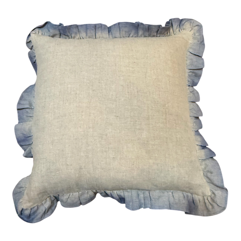 Coastal Mist Ruffled Linen Cushion 50X50CM