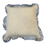 Coastal Mist Ruffled Linen Cushion 50X50CM