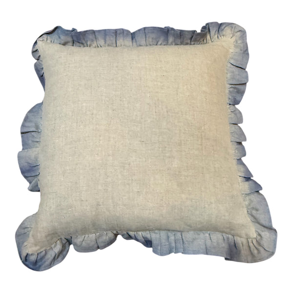 Coastal Mist Ruffle Linen Cushion 50X50CM