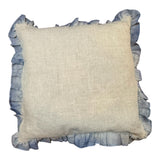 Coastal Mist Ruffled Linen Cushion 50X50CM
