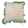 Teal Ruffle Linen Cushion 50X50CM