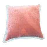 Pink Velvet Cushion with Linen Border 50X50CM