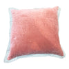 Pink Velvet Cushion with Linen Border 50X50CM