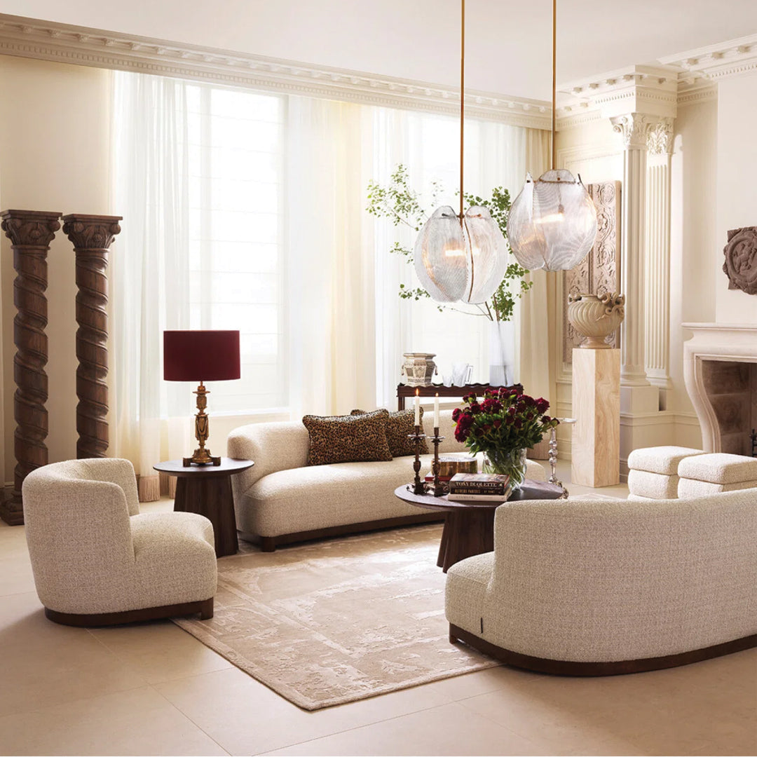 Sofa Stelvio Walnut Finish Winslow Chenille Beige Eichholtz 232cm