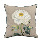 The White Peony Embroidered Cushion 45x45cm