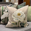 The White Peony Embroidered Cushion 45x45cm