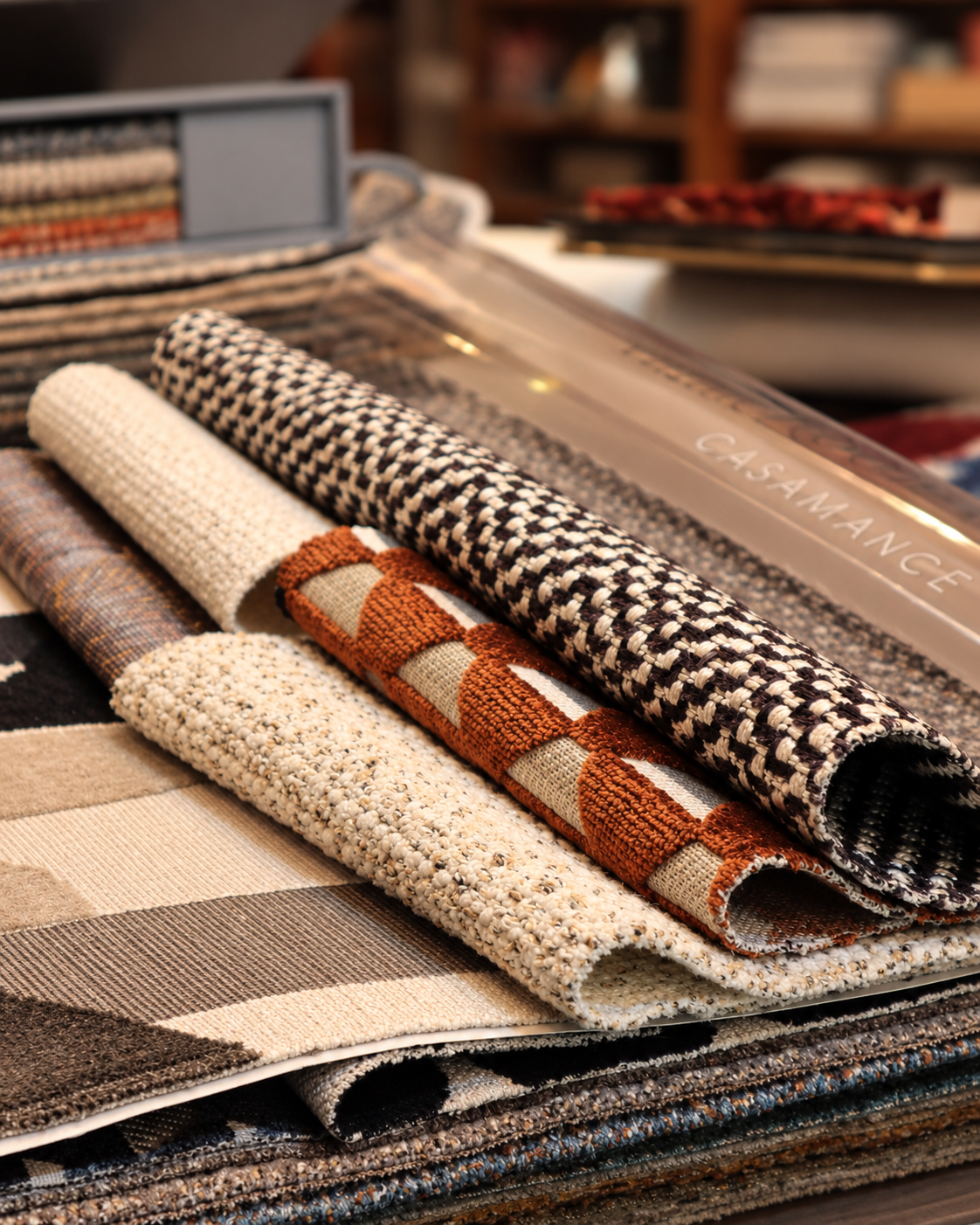Open designer fabric books and wallpaper samples
