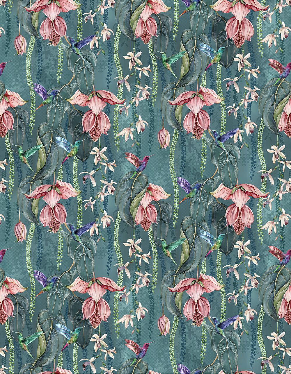 Dragonfly in Trailing Orchid Teal Pink By Osborne & Little