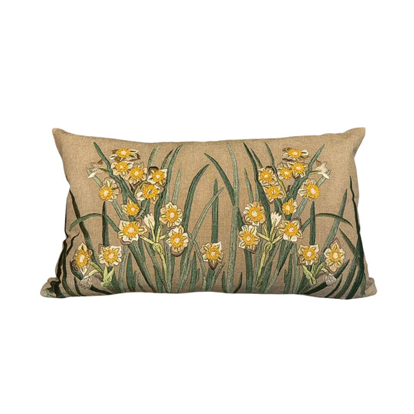 Daffodil Meadow Embroidered Cushion 30X50CM