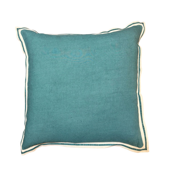 Teal Flange Linen Cushion 50X50CM