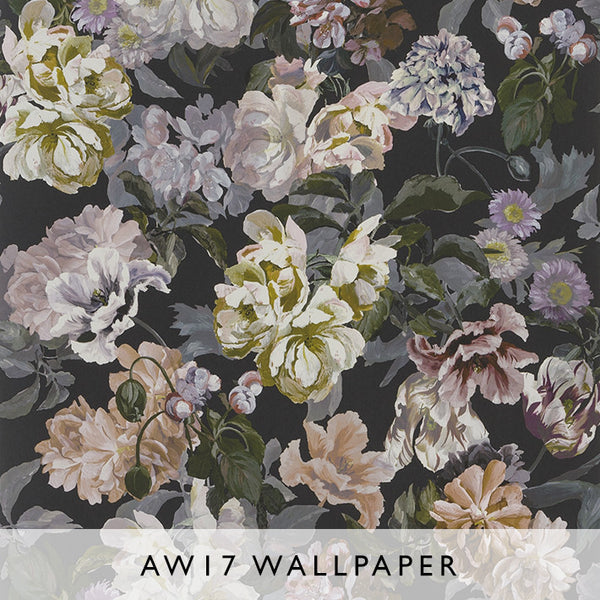 Wallpaper Delft Flower Charcoal