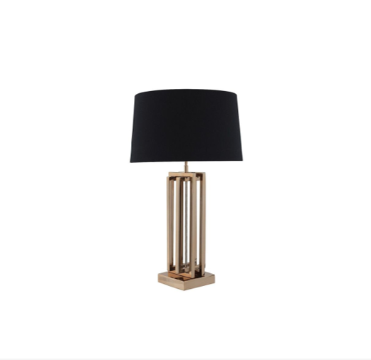 TABLE LAMP GLOSSY GOLD & NICKEL CENTER PIPE  | ACRYLIC & POLISHED STAINLESS STEEL