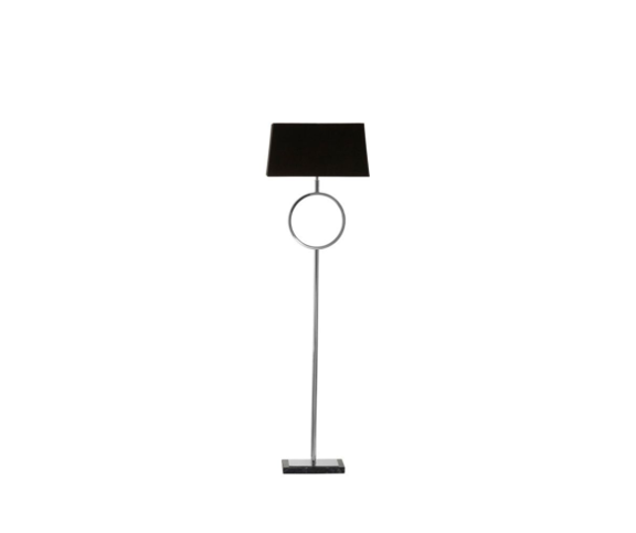FLOOR LAMP NICKEL WITH BLACK MARBLE BASE | POLISHED STAINLESS STEEL